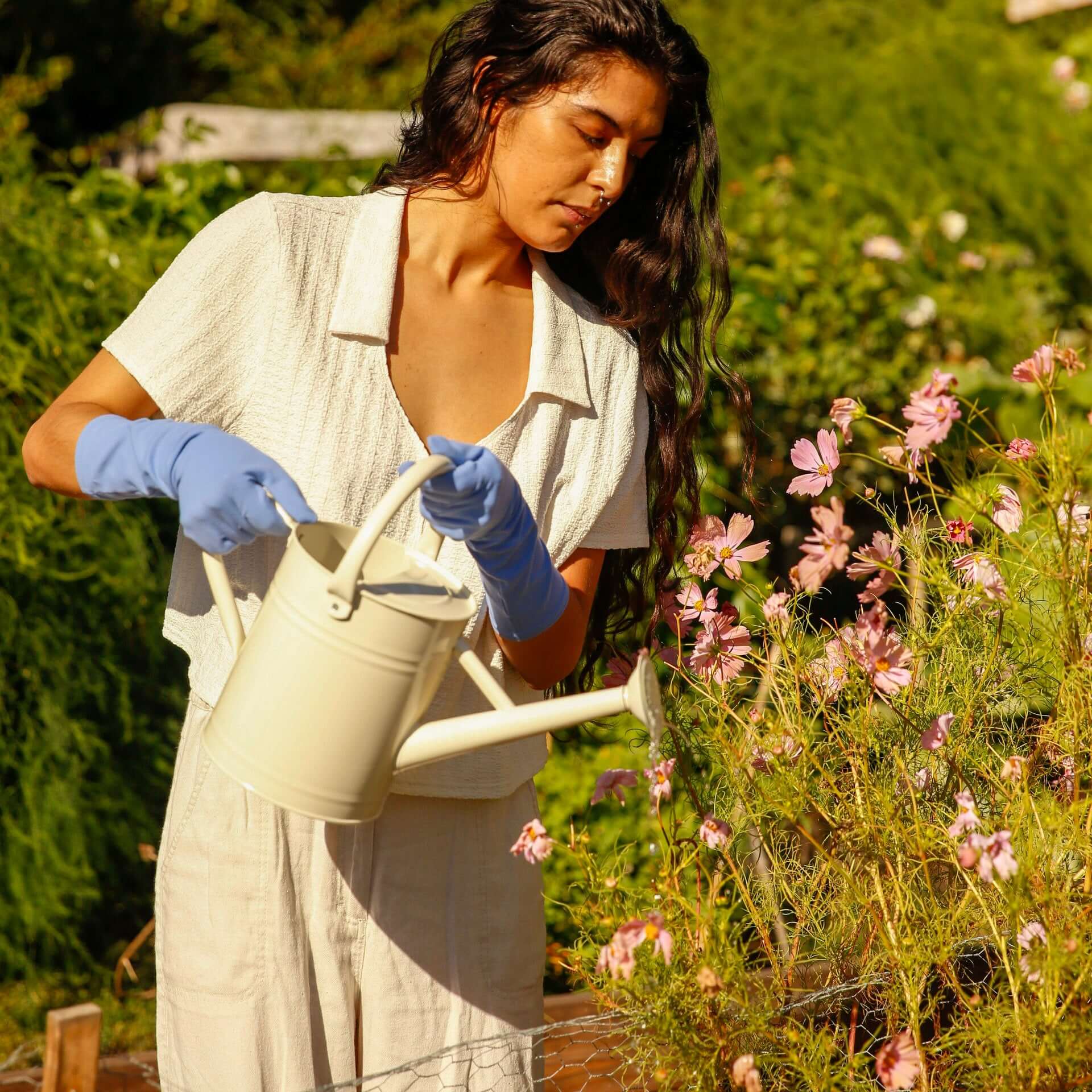 Elbow-length Gardening Gloves – Dewdrop Blue - High Rise | higarden
