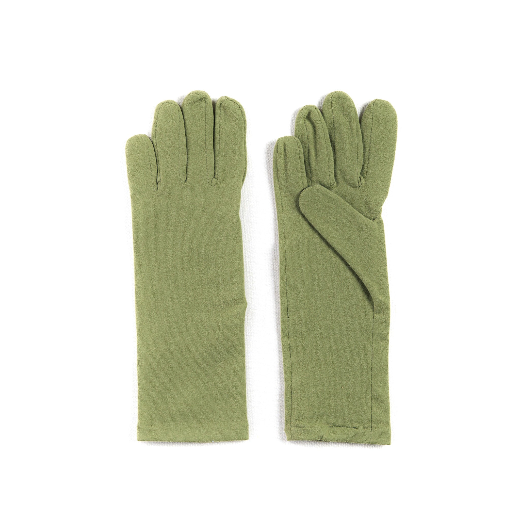 Pair of green gloves on a white background