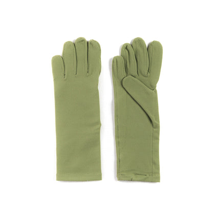 Pair of green gloves on a white background