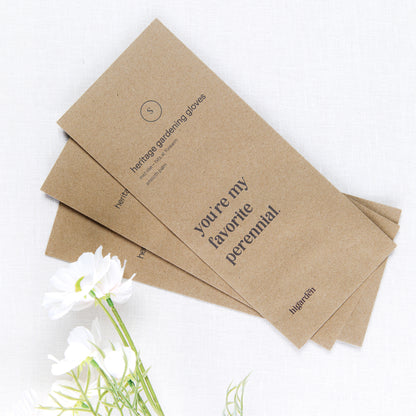 Kraft paper glove packaging for birthday gifts for gardeners, on a white background